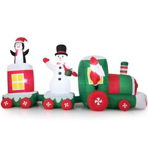 Treno Gonfiabile Natalizio da 3,5 m con Babbo Natale, Decorazioni Esterne per Giardino, Scena Gonfiabile con Babbo Natale che Guida il Treno - Product Image 1