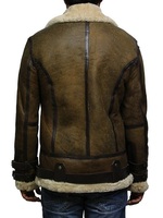 Veste aviateur B3 en cuir d'agneau véritable, imperméable, avec doublure en fourrure, pour homme, style streetwear, vente en gros