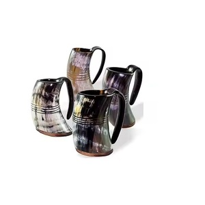 Eco-friendly Viking Drinking Horn Mug Rings Carving Handcrafted from 100% Natural Horn Customization is Available - Product Image 4
