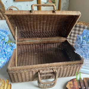 New Design Handwoven Rattan Suitcase <b>Storage</b> Box Natural <b>Wicker</b> Travel Case Modern Eco-Friendly Stackable <b>Storage</b> <b>Basket</b> Vietnam - Product Image 4