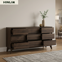 Aparador Moderno de Madera de Nogal de 1.5M, Mueble de Almacenamiento de Madera Sólida para Dormitorio y Comedor