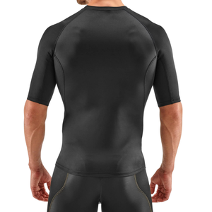 Camiseta de Compresión Negra Personalizada para Hombre, Manga Corta, Cuello Redondo, Estilo Raglán, para Gimnasio, Entrenamiento, Deporte, Ropa Deportiva Ajustada, Capa Base Atlética - Product Image 2