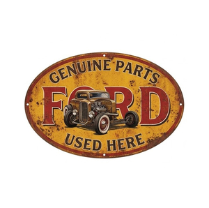 Vintage Oval Metal Tin <b>Sign</b> <b>Shell</b> From The Pump Scallop Logo White Distressed Plaque Gas Station Garage Man Cave Wall Decor - Product Image 5