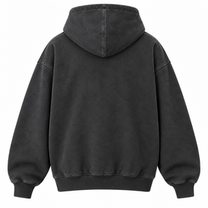 Hoodie surdimensionné personnalisé en molleton de coton épais délavé anthracite avec broderie tonale en forme d'arche pour homme, style streetwear, fabrication OEM sous marque privée - Product Image 4