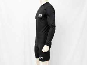 Haut de compression unisexe AFI à manches longues personnalisé, noir, en polyester 120g, imprimé par sublimation, séchage rapide, avec logo frontal, pour adulte - Product Image 3