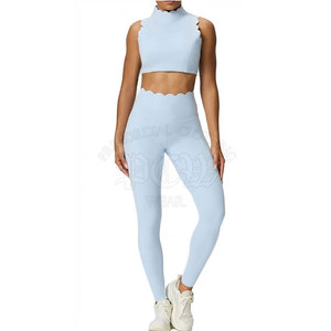 Ensemble de yoga élégant pour femme, 2 pièces, taille haute élastique, en tissu extensible léger et respirant (Spandex/Nylon) - Product Image 2