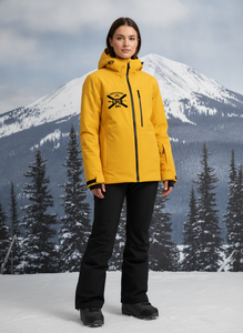 เสื้อแจ็คเก็ตพัฟเฟอร์สีเหลืองสำหรับผู้ชาย Snowgarbo แบบมีฮู้ด กันน้ำ เหมาะสำหรับเล่นกีฬาและกิจกรรมกลางแจ้งในฤดูหนาว พร้อมซิปปิดและโลโก้ด้านหน้า - Product Image 5