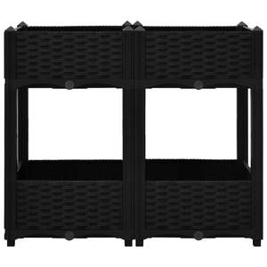 Jardinera Rectangular Mediana Elevada de Polipropileno Negro para Flores y Plantas - Product Image 3
