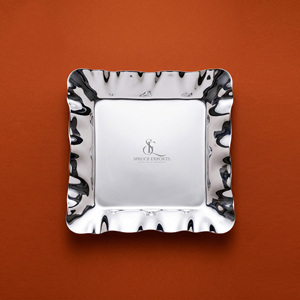 Elegant <b>Square</b> Shape Wavy Stainless Steel Tray Chrome Finish Decorative Platter For Luxury Chocolate Serving & Home Decor - Product Image 2