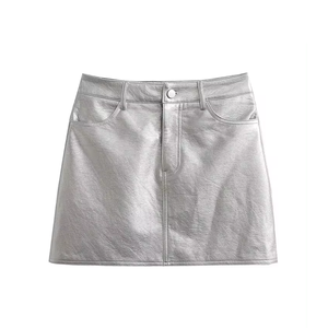 Jupe en cuir véritable pour femme, style mini, blanc uni, grande taille personnalisée, vente en gros d'usine, dernière collection, offre spéciale - Product Image 1