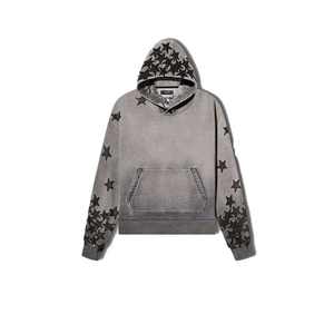 Sudaderas con capucha vintage personalizadas con cremallera y bordado 3D para hombre, con efecto desgastado por el sol, lavado ácido, logotipo de estrella, forro polar, teñido liso para invierno - Product Image 1