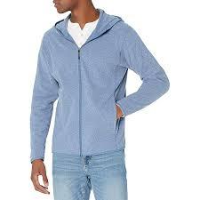 Sudadera con capucha prémium ligera de alto rendimiento con cremallera, color azul acero, para hombre, ropa deportiva, forro polar, corte ajustado, transpirable, con cremallera - Product Image 3