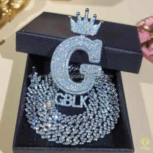 จี้เพชรเลี้ยงในห้องปฏิบัติการสุดหรู รุ่น " G GBLK " พร้อมมงกุฎประดับเพชรเต็มเส้น สไตล์ฮิปฮอป - Product Image 6