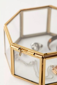 Elegant Glass Jewelry Organizer Decorative Storage Case Glass Jewelry Box with <b>Hinged</b> Lid Premium Organizer - Product Image 3