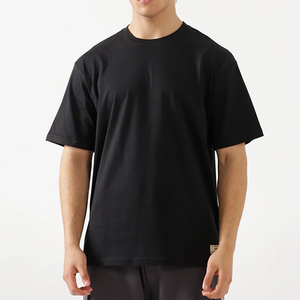 Superbe T-shirt en coton noir 100 % coton pour homme, col rond, manches courtes, coupe classique, décontracté, en jersey tricoté uni, teinture unie, vente en gros - Product Image 1