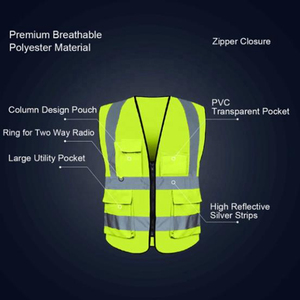 Wholesale Custom logo <b>Construction</b> High Visibility Vest Reflective Safety <b>Work</b> Wear Vest for Security <b>Work</b> Clothing - Product Image 2