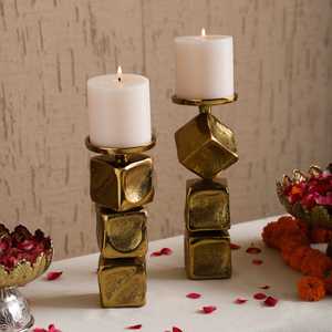 Support de bougie cube Golden Moments pour la décoration de mariage et de la maison, support en métal durable - Product Image 3