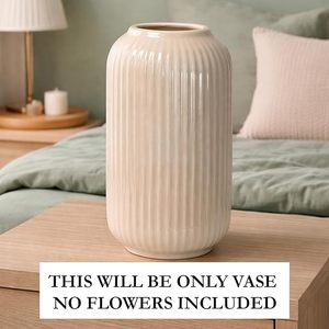 Vase à fleurs en céramique finition nacrée, vase à bourgeons côtelé pour table, pour fleurs fraîches ou séchées, décoration intérieure - Product Image 4