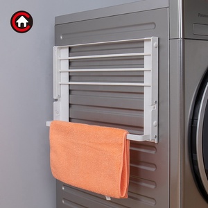 Portasciugamani in metallo magnetico a doppio strato pieghevole per lavatrice ripiano di stoccaggio a parete laterale - Product Image 5
