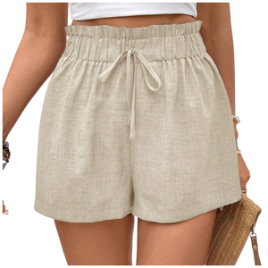 Pantalones cortos de lino para mujer para uso diario Cintura alta Ajuste relajado con bolsillos laterales Verano imprescindible - Product Image 5