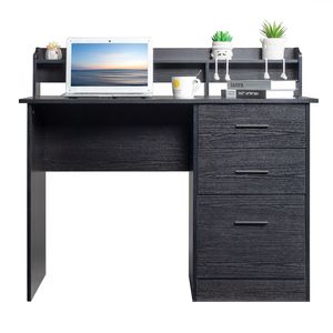 Scrivania per Computer FCH in Legno Nero Effetto Venatura 110*50*95cm, in Truciolato con Triamina, Tre Cassetti, Ripiano Portaoggetti - Product Image 4