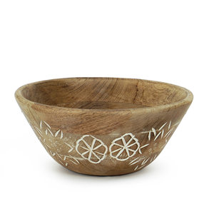 ภาชนะไม้แกะสลักลายพฤกษศาสตร์  ชามตกแต่งลายสลักสีขาวแบบทำมือ - Product Image 3