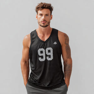 <b>Men's</b> <b>Black</b> V-Neck Sleeveless Tank Top Quick Dry Polyester Training Sleeveless <b>Vest</b> Tops Lightweight Quick Dry - Product Image 2