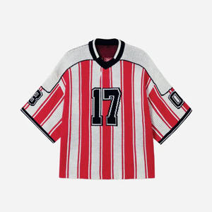 Maillot de football américain rayé en maille polyester respirante de haute qualité pour femme, coupe oversize, style streetwear, pour fans, personnalisable, fourniture OEM - Product Image 2