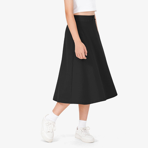 Falda Escolar Negra Tipo A para Niñas, Tejido Liso, Uniforme Escolar, Falda Larga de Color Sólido para Niñas - Product Image 1