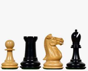 ชุดหมากรุกวินเทจ Nimzovich Staunton ตัวหมากรุกทำจากไม้มะเกลือและไม้บ็อกซ์วูด ขนาด 3.75 นิ้ว พร้อมตราประทับด้านข้างของกษัตริย์ ราคาถูก - Product Image 1