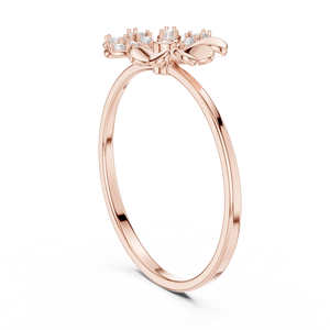 Anillo de Diamantes Cultivados en Laboratorio con Diseño Floral en Oro Rosa para Mujer |   Anillo de Regalo de Compromiso o Aniversario con Diseño de Flor Delicado - Product Image 4