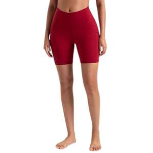 Shorts de yoga pour femmes à séchage rapide en Spandex/Polyester, avec poche élastique, pour l'entraînement, la course et le sport, effet ventre plat, style cycliste, très respirant - Product Image 2