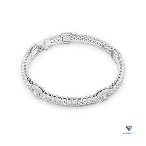 Pulsera de Diamantes Cultivados en Laboratorio con Corte Esmeralda de 5.27ct en Oro Blanco de 14K, Pulsera de Eslabones con Halo, Joyería Fina de Oro para Mujer - Product Image 3