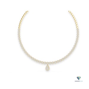 Collier pendentif goutte d'eau en or jaune 14 carats massif avec diamant de laboratoire rond de 7,88 carats, collier statement pour mariages - Product Image 3