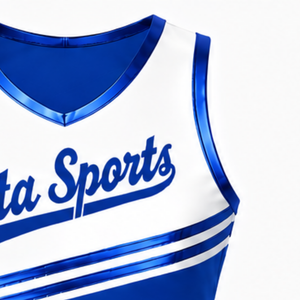 Maillot de cheerleading bleu roi sans manches, coupe courte, uniforme sportif personnalisé pour équipe, tenue athlétique de performance, vêtements d'entraînement - Product Image 3