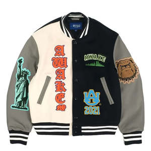 High Quality Custom Design College <b>Baseball</b> <b>Jacket</b> Unisex Sleeve Patches Embroidered Front Windproof Waterproof Letterman - Product Image 1