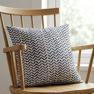 Housse de coussin carrée de qualité supérieure en coton avec motif en zigzag imprimé, motifs indiens vintage, 20x20 pouces - Product Image 1