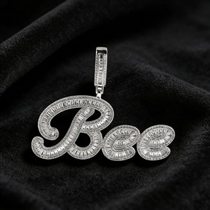 Rose Gold Plated Moissanite Letter <b>Pendant</b> Baguette Cut Channel Setting Luxury Themed Charm Everyday Wear <b>Initial</b> Letter <b>Pendant</b> - Product Image 3
