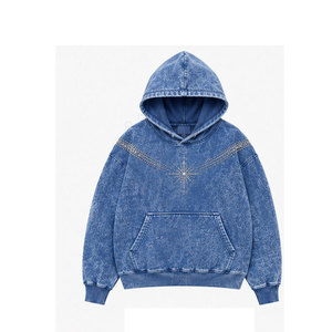 Sweat à capuche décontracté pour femme, délavé à l'acide, avec strass et logo frontal, idéal pour le streetwear et le quotidien, à prix raisonnable - Product Image 5
