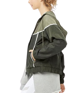 เสื้อแจ็คเก็ตกันลมผู้หญิงคุณภาพสูง โลโก้สั่งทำได้ ผ้าโพลีเอสเตอร์ ไนลอน สไตล์ลำลอง สำหรับกิจกรรมกลางแจ้ง เสื้อแจ็คเก็ตกันลมผู้หญิงแบบเรียบ - Product Image 4