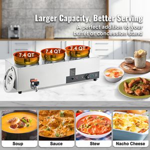 Scaldavivande Elettrico Commerciale con Pentole in Acciaio Inox da 7,4QT, 1200W, Temperatura Regolabile 86~185 Fahrenheit, Controllo Manuale - Product Image 2