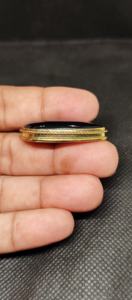 Pendentifs rainurés en onyx noir naturel de qualité AAAAA, breloques en pierre et métal laiton - Product Image 4