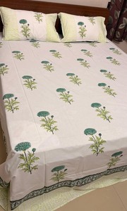 Draps de lit écologiques respirants imprimés à la main, motif floral Marigold, coton multicolore, Jaipur Inde, vente en gros, exportation - Product Image 3