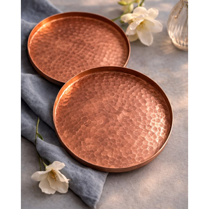 Luxury Copper Hammered Food Serving <b>Tray</b> Oval Shape For Home Kitchenware Tabletop <b>Snacks</b> & Drinks Serving <b>Trays</b> - Product Image 4
