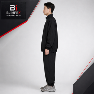 Survêtement vintage pour homme en nylon solide avec fermeture éclair, taille élastique et poches latérales pleine longueur - Product Image 2