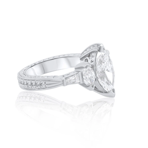 1.71 CT <b>Emerald</b> Cut Moissanite Three Stone Engagement <b>Ring</b> 925 <b>Silver</b> Rhodium Plated Party & Gift Jewelry - Product Image 5