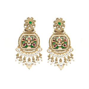Boucles d'oreilles pendantes de créateur Jewelemarket avec détails en pierre Pota et perle pendante 10575425PGR - Product Image 2