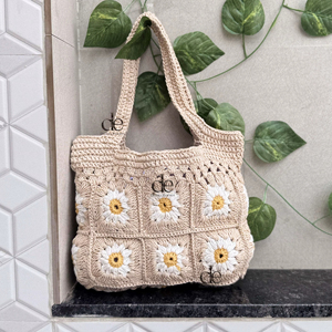 มาใหม่ล่าสุดฤดูร้อนชายหาดฟางกระเป๋าโบฮีเมียนโครเชต์ Handmade กระเป๋าถือผู้หญิงไหล่กระเป๋าหญ้าทะเลกระเป๋าสแควร์ - Product Image 1