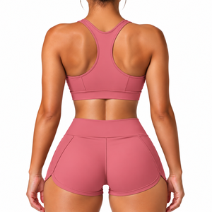 Ensemble de yoga OEM pour femme avec soutien-gorge et short de sport à séchage rapide, motif tie-dye, avec coussinets de poitrine intégrés - Product Image 2