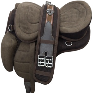 Tachuela de caballo sintética de alta calidad, silla de montar sintética Freemax marrón sin árboles + circunferencia, todos los tamaños disponibles para la venta desde la India... - Product Image 1